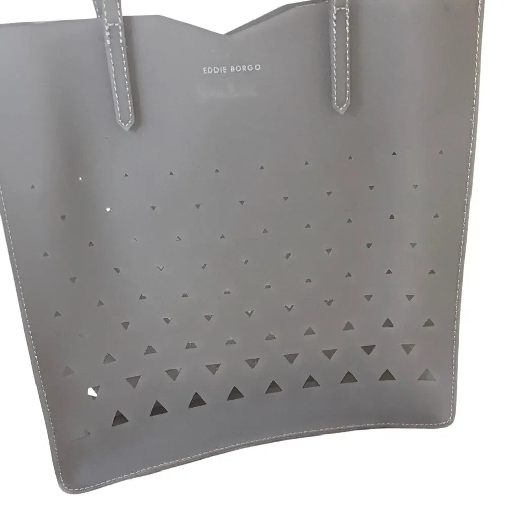 Neiman Marcus Eddie Borgo Jelly Tote Gray Laser-Cut PVC Waterproof Shoulder Bag